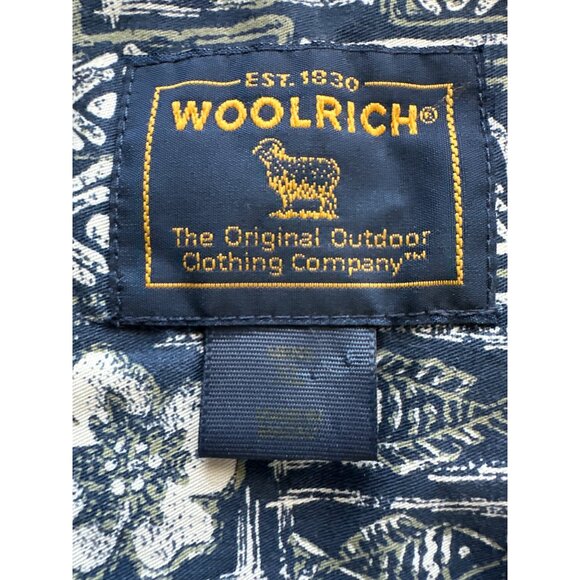 Woolrich Vintage Navy Tropical Fish Print Short Sleeve Button-Up Shirt Cotton XL - Picture 4 of 5